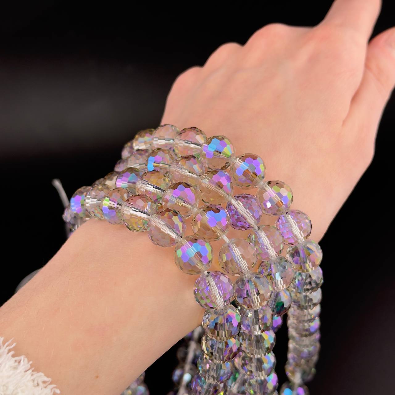 Бусины стеклянные размер 11,5мм цвет серый с отливом