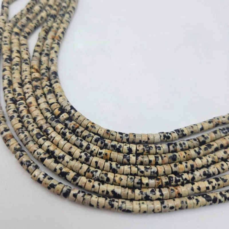 Бусины Яшма долматиновая размер 4*2мм натуральный камень